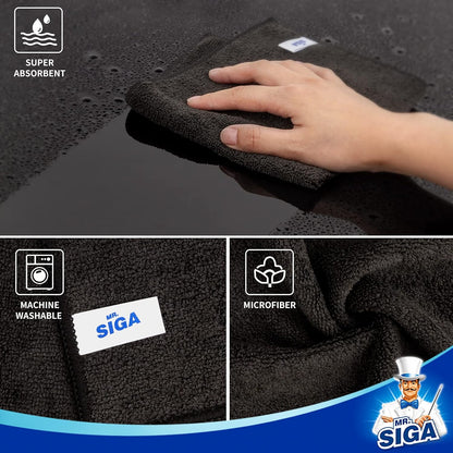 MR.SIGA Microfiber Cleaning Cloth, All-Purpose Microfiber Towels, Streak Free Cleaning Rags, Pack of 12, Grey, Size 32 x 32 cm(12.6 x 12.6 inch)