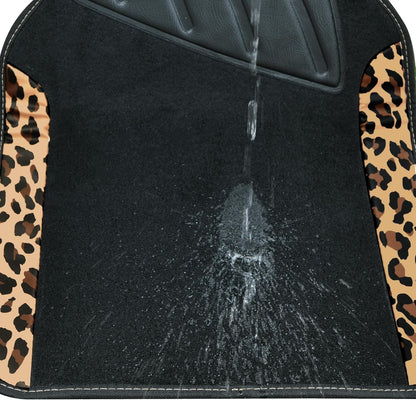 CAR PASS Waterproof Universal Car Floor Mats, Leopard Print Car Mats Fit for SUV,Vans,sedans, Trucks,Set of 4pcs Car Carpet with Driver Heel Pad and Nibs Backing, Leopard Car Accessories Gray Leopard