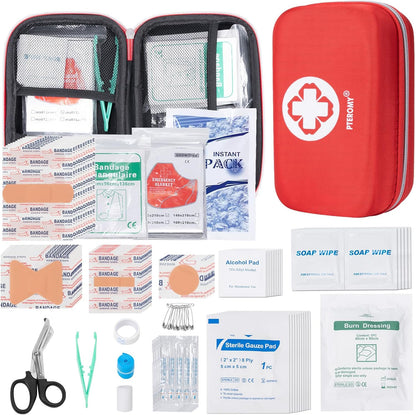 PTEROMY 150 Piece Mini First Aid Kit, Portable Small Emergency Kits Compact 1st Aid Kit for Car, Travel, Home, Camping, Outdoor, Hiking