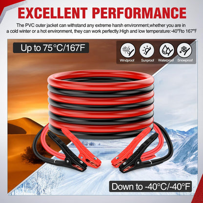 Nilight Jumper Cables for Car Battery 8 Gauge 12 FT Booster Cable Heavy Duty 250 A CCA with Carrying Bag Jump Start Emergency Kit Pickup Vans SUV Sedan Motorcycle
