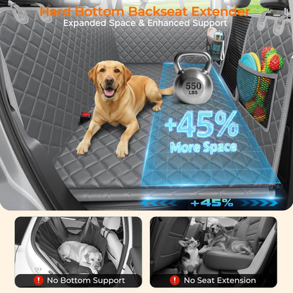 URPOWER 2026 Upgraded Back Seat Extender for Dogs - Large Hard Bottom Dog Car Seat Cover Holds 550lbs, Waterproof Dog Hammock Pet Bed with High-Density Foam Non-Slip Backseat Protector