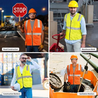 AYKRM 2 Pocket Mesh High Visibility Reflective Safety Vest for men & Women ANSI/ISEA 107 Standards