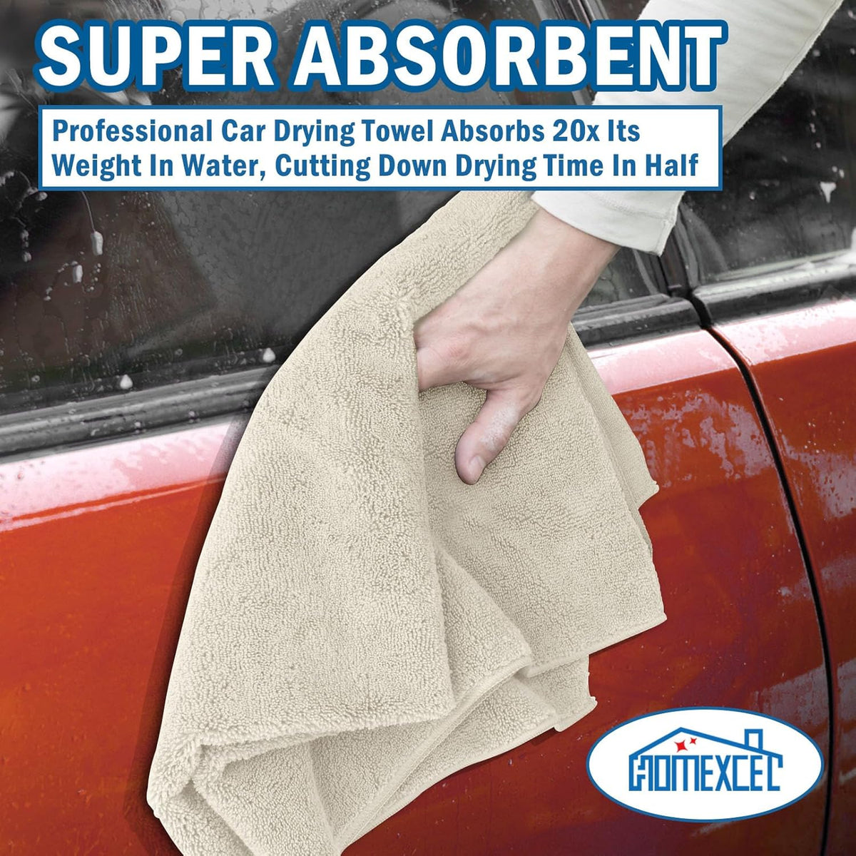 HOMEXCEL Professional Large Microfiber Car Drying Towels 2 Pack, Lint Free, Scratch Free, Highly Absorbent Drying Towel for Cars, SUVs, RVs, Trucks, and Boats,31" x 24",Grey