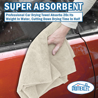 HOMEXCEL Professional Large Microfiber Car Drying Towels 2 Pack, Lint Free, Scratch Free, Highly Absorbent Drying Towel for Cars, SUVs, RVs, Trucks, and Boats,31" x 24",Grey