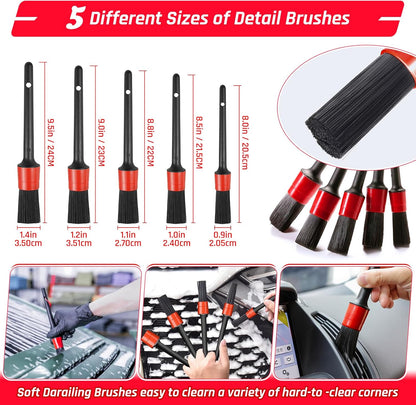 34PCS Car Detailing Brush Set, Car Detailing Kit, Car Detailing Brushes, Car Cleaning Kit, Car Windshield Cleaning Tool, Professional Car Care kit - Car Wash Brush kit for Interior Exterior Wheels