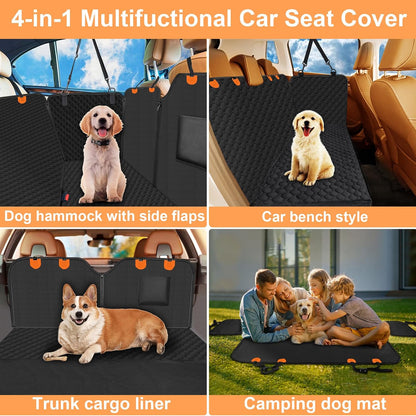Mancro Dog Car Seat Cover for Back Seat, 2026 Upgraded 600D Heavy Duty Waterproof & Scratch-Resistant Dog Hammock for Car, Back Seat Pet Cover for Dogs with Sedan, Trucks and SUVs, Standard, Black