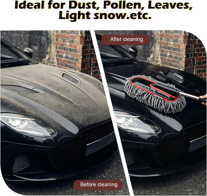 Car Duster Exterior Scratch Free,Microfiber Car Duster with Extendable Handle, with 3PCS Detailing Brush, Exterior Interior Multipurpose for SUV,Truck,RV