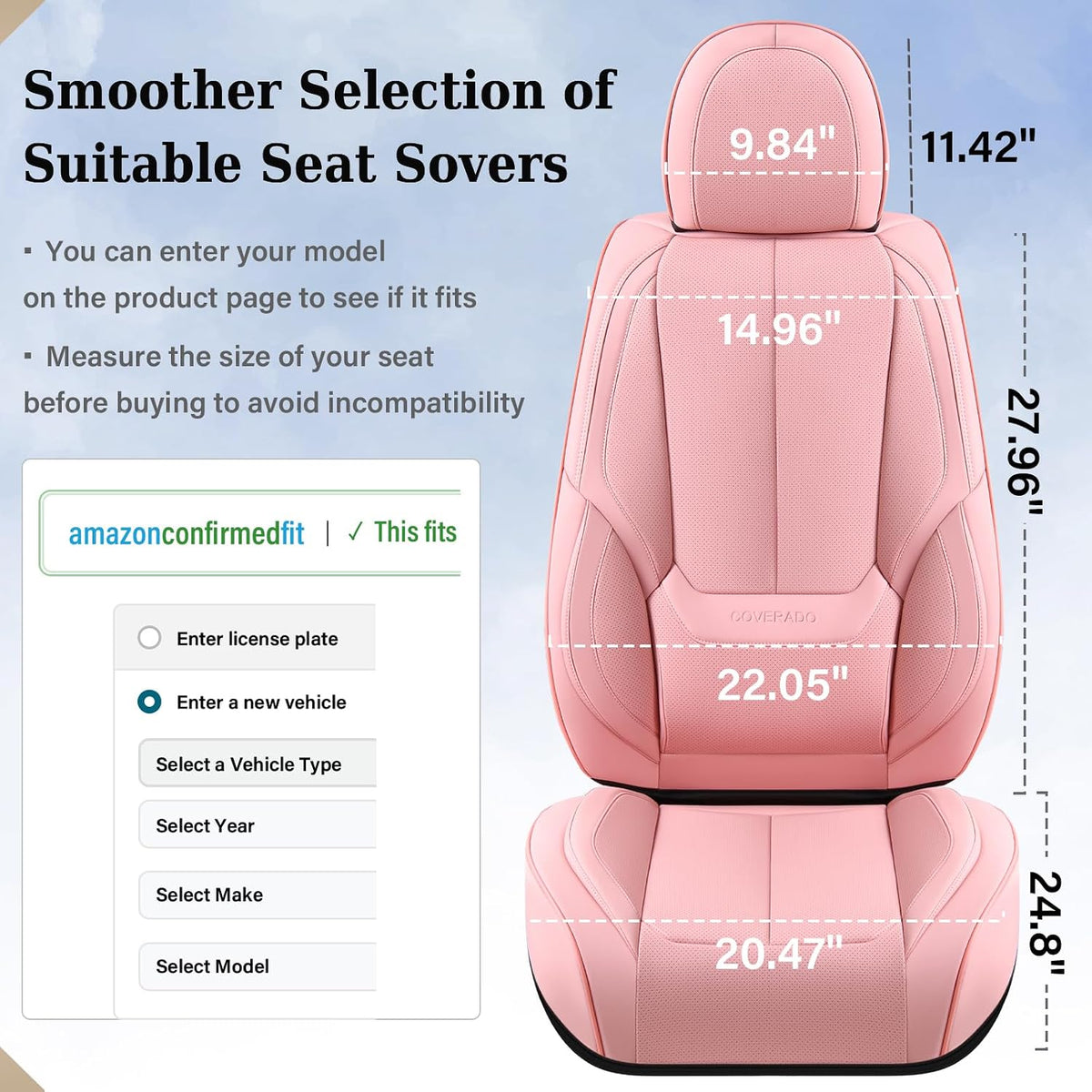 Coverado Seat Covers Full Set, Black Seat Covers for Cars 5 Seats, Car Seat Protector, Waterproof Nappa Leather Car Seat Cushion, Front and Rear Car Seat Cover Fit for Most Sedans SUV Pick-up Truck - Colors A