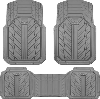 CAR PASS Heavy Rubber Car Floor Mats, Deep Waterproof Car Mats All Weather, Universal Trim-to Fit Automotive Floor Mats for Car SUV Truck Van, Durable Floor Liners Solid Black