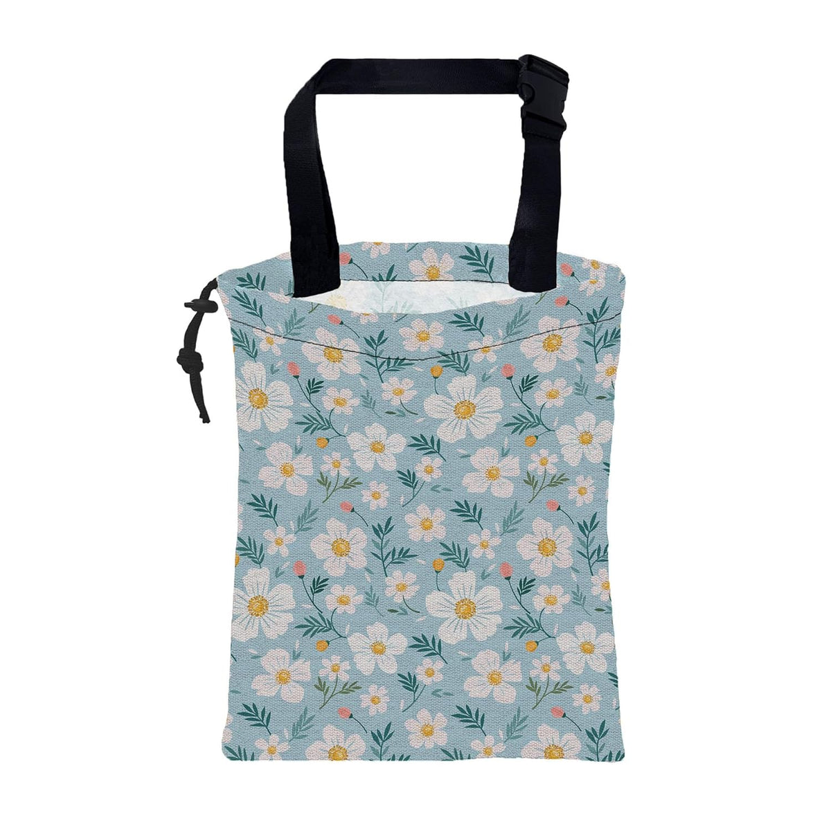 Car Garbage Bag Colorful Floral Spring Daisy Drawstring Car Trash Bag Hanging for Back Seat with Adjustable Buckle Canvas Vehicle Trash Can Easy-to-Install