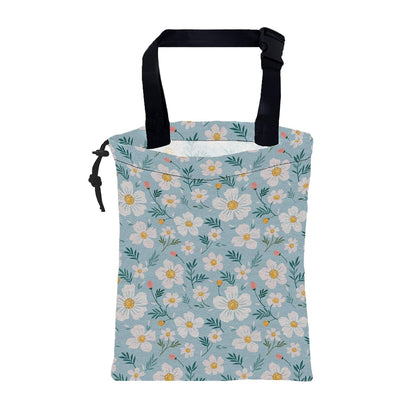 Car Garbage Bag Colorful Floral Spring Daisy Drawstring Car Trash Bag Hanging for Back Seat with Adjustable Buckle Canvas Vehicle Trash Can Easy-to-Install