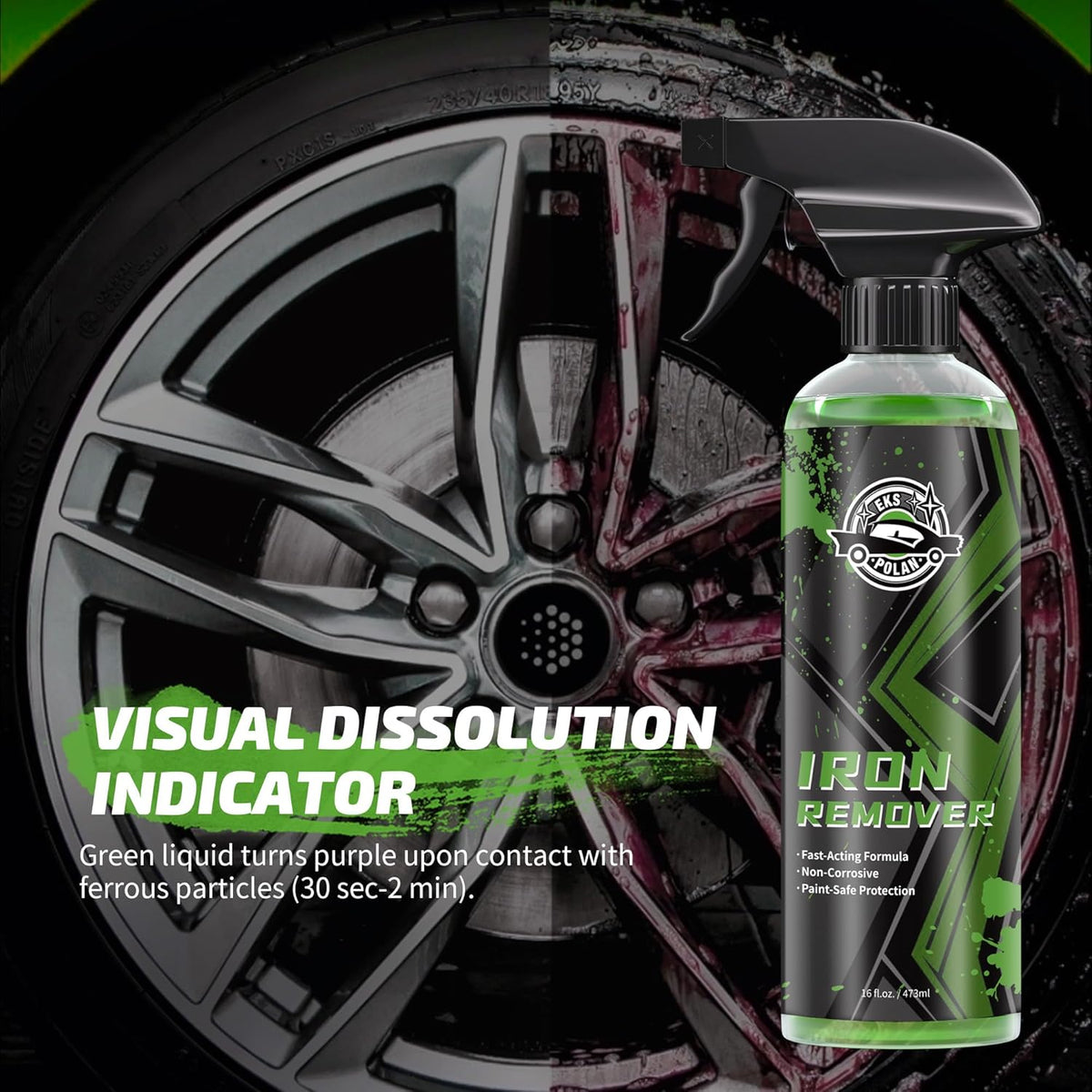 Iron Remover Car Detailing – Iron Decon Spray, Pulls Out Brake Dust, Rust & Fallout -Effective on Wheels & Paint,pH Neutral Formula - 16 fl. oz.