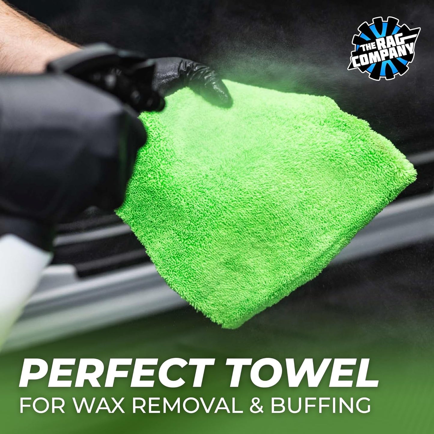 The Rag Company - Creature Edgeless Auto Detailing Towels (10-Pack) Professional 70/30 Blend, Dual-Pile Plush Microfiber, Buffing & Polishing, 420gsm, 16in x 16in, Black