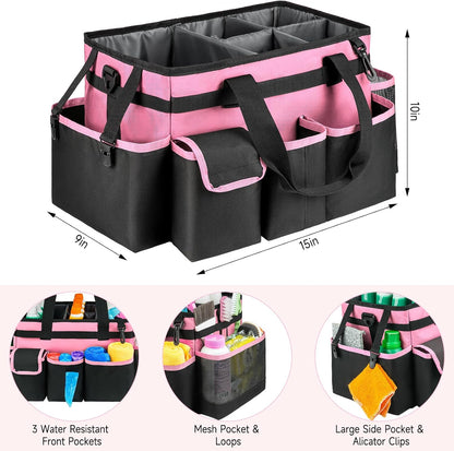 Cleaning Caddy,Cleaning Bag for Housekeepers,Cleaning Supplies Organizer with Handle,Black
