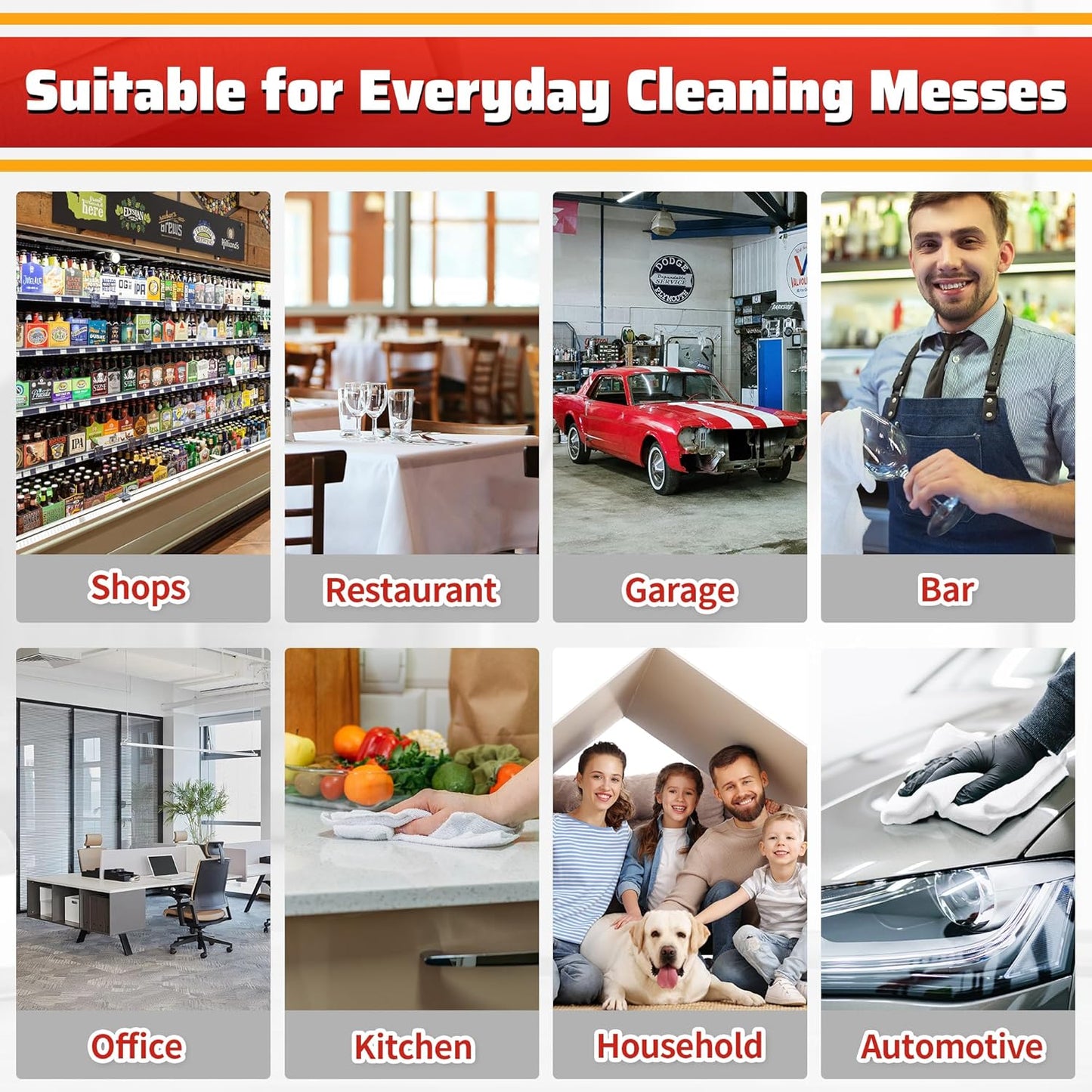 Microfiber Cleaning Cloth, 100 Pack Cleaning Rags Microfiber Towel Bulk Absorbent Lint-Free Wash Cloths, All-Purpose Shop Towels for Cars, Automotive, Garage, Home & Kitchen 11.5"*11.5"