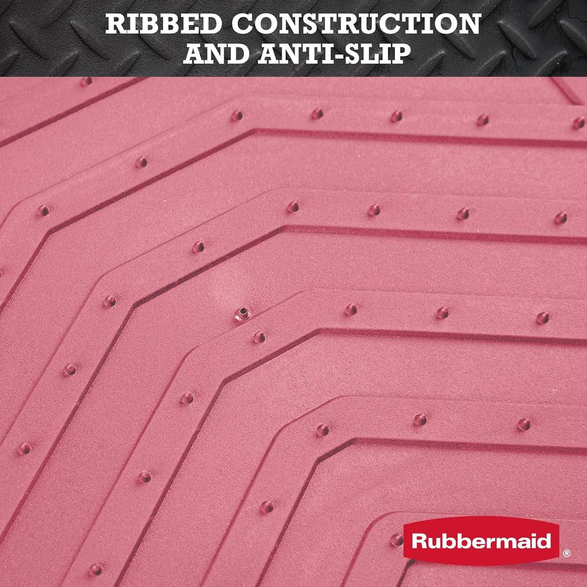 Rubbermaid Car Floor Mat, Heavy Duty All-Weather Car Mats Full Set with Dual-Tone Pink Aluminum Inserts – Universal Fit, Anti-Slip Backing, Trim-to-Fit for Most SUV, Sedan, Van