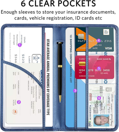 CoBak Car Registration and Insurance Holder - Vehicle Glove Box Car Organizer,Auto Truck Comparment Accessories Case with Magnetic Closure for Driver License,Cards - Colors A