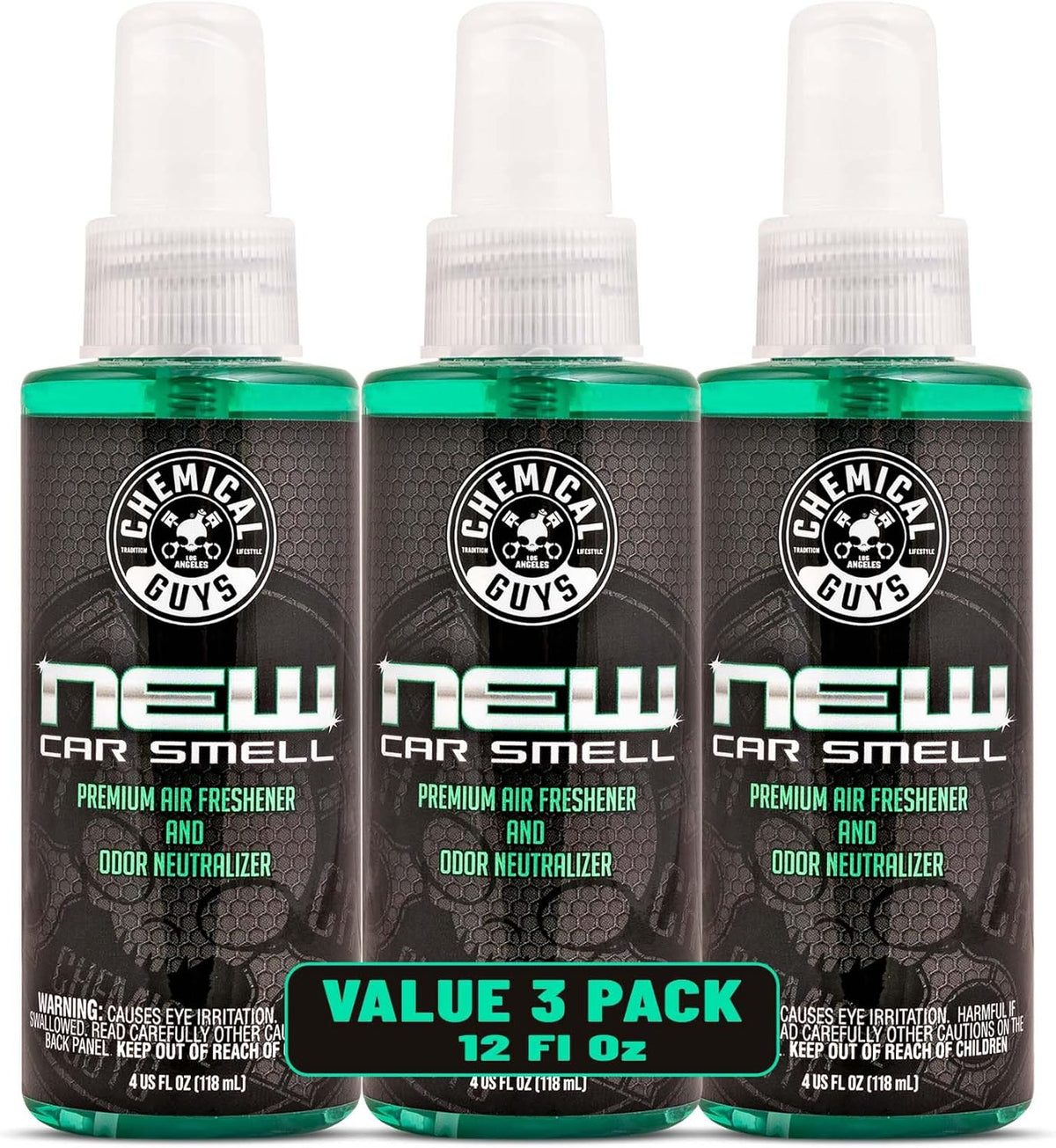 Chemical Guys New Car Smell Air Freshener and Premium Odor Eliminator Refreshes & Neutralizes Odors, Great Car Fresheners for Trucks, SUVs, RVs, and More - 16 Fl Oz (Pack of 2)