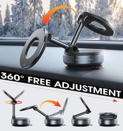 REOKILY 2026 Upgraded Vacuum Magnetic Car Phone Holder 360° Reinforced 96LBS Ultra Suction Cup Phone Mount for MagSafe Cell Phone Holders for Your Car/Gym/Mirror Mount for iPhone & Android