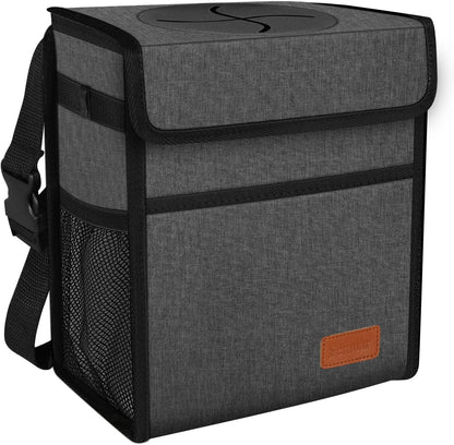 Femuar Leak Proof Car Trash Can with Lid - Waterproof Automotive Garbage Bin for SUVs, Collapsible and Portable Car Trash Bag, Black