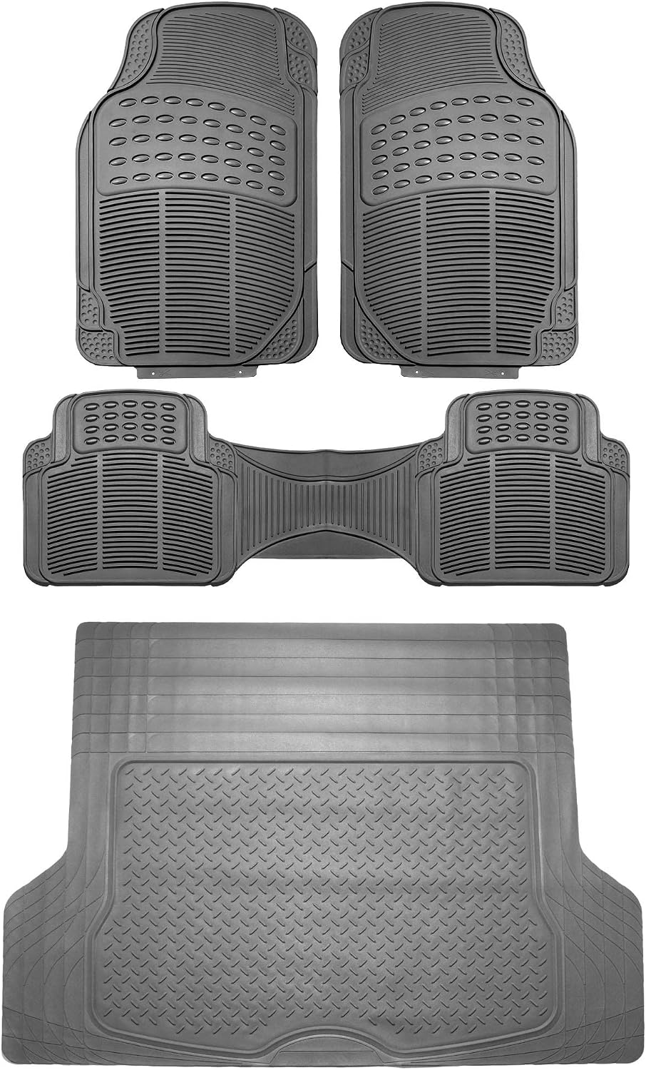 FH Group Automotive Floor Mats Solid ClimaProof for all weather protection Universal Fit Trimmable Heavy Duty fits most Cars, SUVs, and Trucks, 3pc Full Set Black