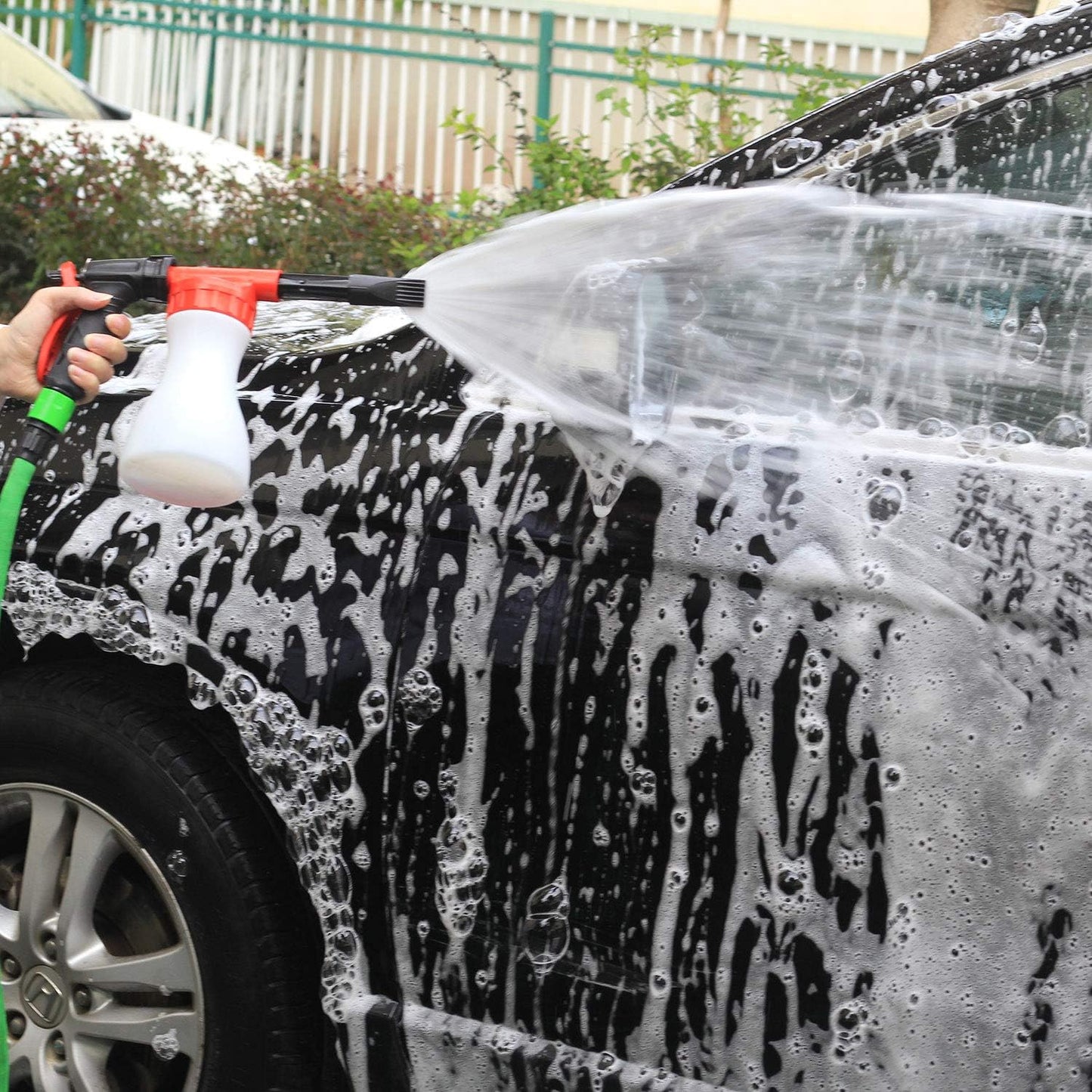 Car Foam Gun, Juqiboom - Adjustable Ratio Dial Car Snow Soap Gun Fit Low Water Pressure Universal Standard Garden Hose, Blaster Car Washer Sprayer for Home Garden Use