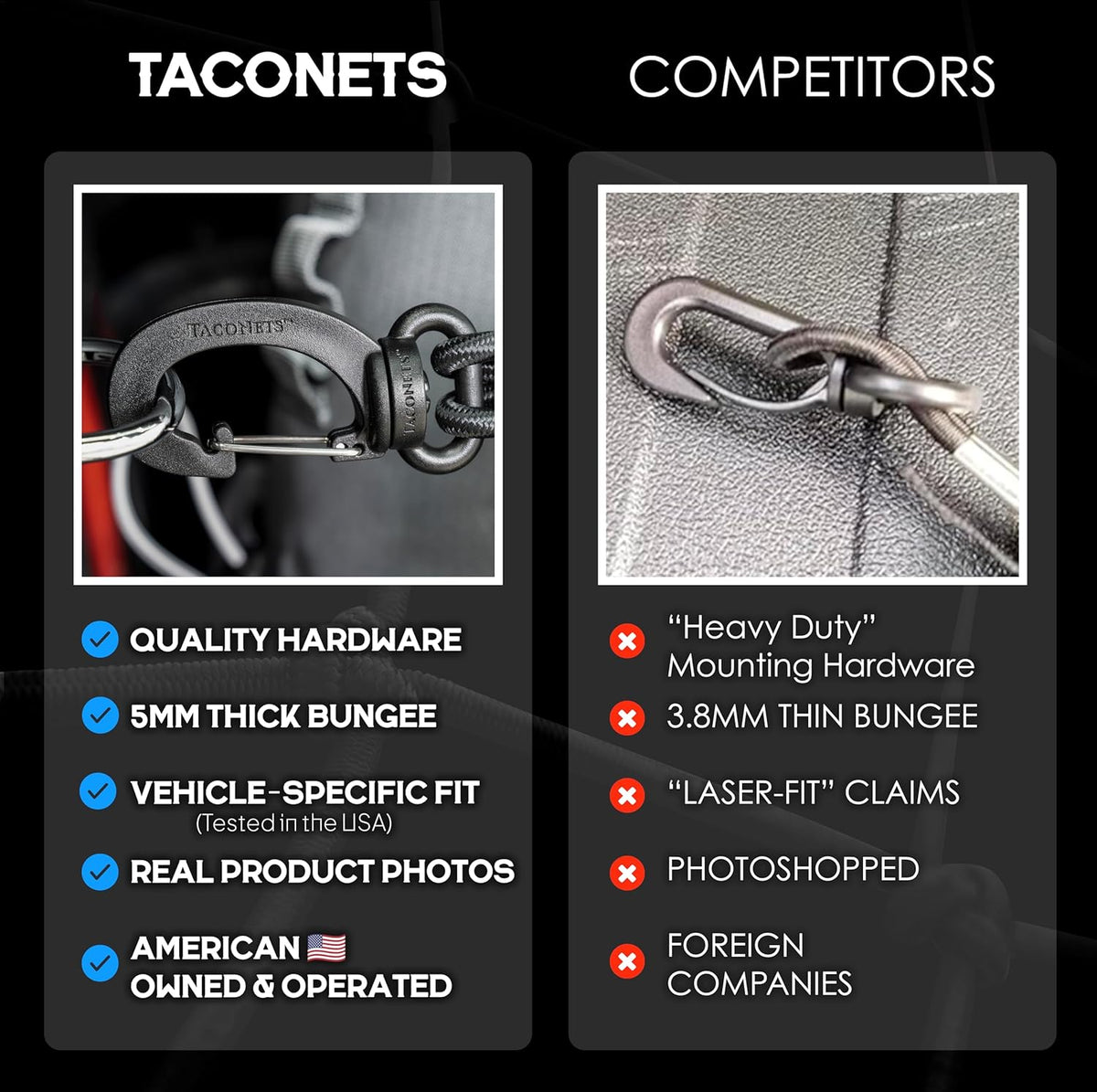 TacoNets Envelope Cargo Net for GMC Sierra & Chevy Silverado - Fits 2013-Current - Upgraded 5mm Bungee - Integrated Storage Bag - Heavy Duty Carabiners - Designed in USA