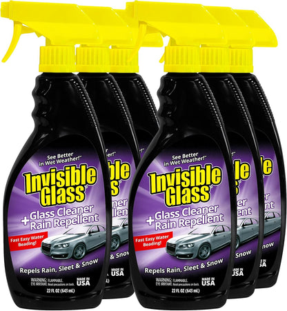 Invisible Glass 92184 Glass Cleaner + Rain Repellent 2-in-1 Windshield and Window Spray, Cleans Auto Glass, Repels Rain, Sleet, Snow, Improves Wet Weather Visibility – 22 fl oz