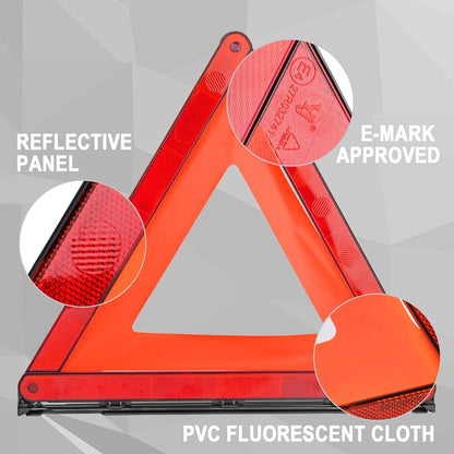 CARTMAN 3 Pack Warning Triangle Reflective Warning Road Safety Triangle Kit with Reinforced Cross Base and Carrying Case