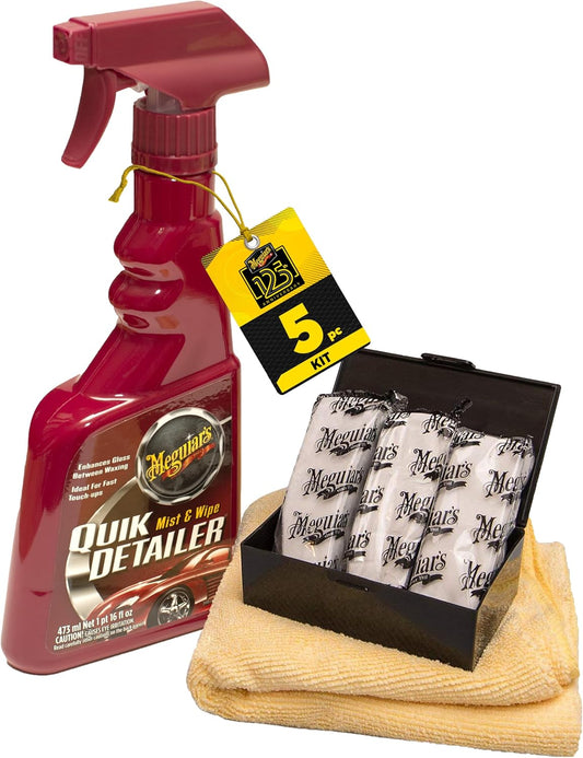 Meguiar's G10240 Smooth Surface XL Clay Kit - Includes 240 Grams of Clay Bars, Quik Detailer Spray Bottle and Microfiber Towel