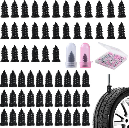 60 Pcs Tire Repair Screws, Tire Patch Kit, Screw in Tire Plugs,Quick Tool Tire Plugs, Self-Service Tire Repair Rubber Nail Kit for Patching Punctures in Vacuum Tires of Cars, Motorcycles (60)