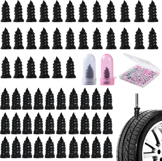60 Pcs Tire Repair Screws, Tire Patch Kit, Screw in Tire Plugs,Quick Tool Tire Plugs, Self-Service Tire Repair Rubber Nail Kit for Patching Punctures in Vacuum Tires of Cars, Motorcycles (60)