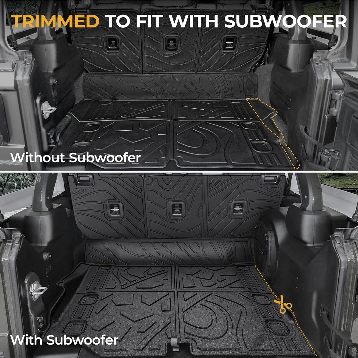 Floor Mats for Jeep Cherokee 2019-2023, All Weather Floor Mats Trunk Cargo Liner with Backrest Protectors and Door Sill Guards Accessories, Full Coverage Set