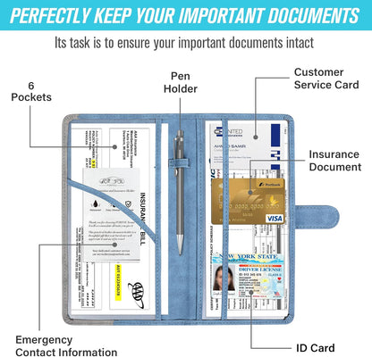 foryou Car Registration and Insurance Holder Car Document Holder Registration and Insurance Card Holder for Cards, Driver License & other Essential Documents(Purple Pink)