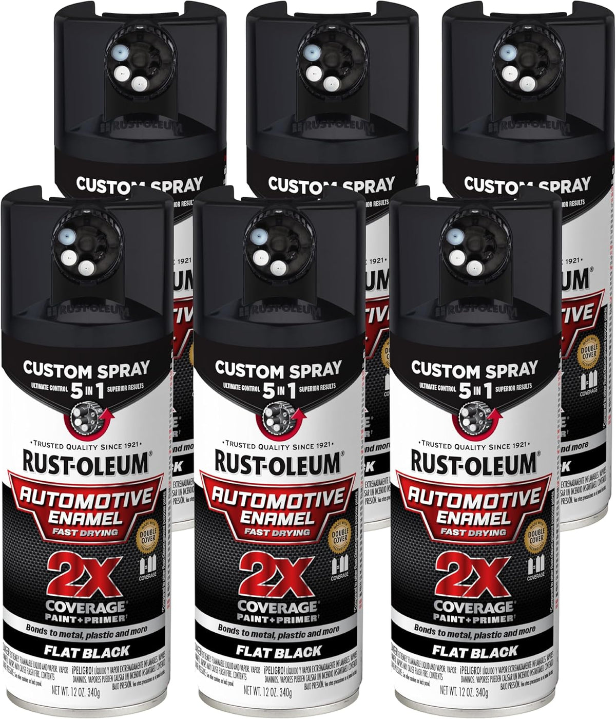 Rust-Oleum 2X Automotive Enamel Custom Spray 5-in-1 Spray Paint, 12 oz, Gloss Clear