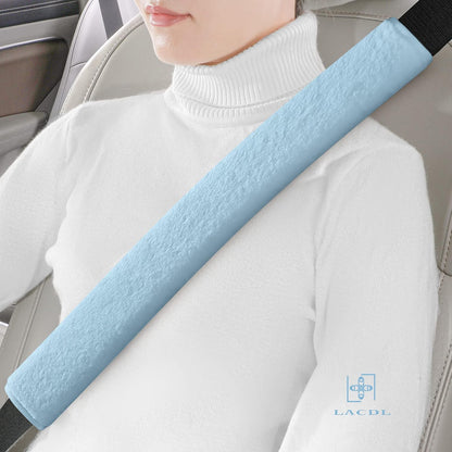 LACDL Extra Long Seatbelt Cover Super Soft Furry for Adults Kids Women & Men, Thick Plush Full Car Seat Belt Strap Cushion, Fluffy Shoulder Pad Protector, Auto Interior Accessories, 1pc, Black, 15.5in