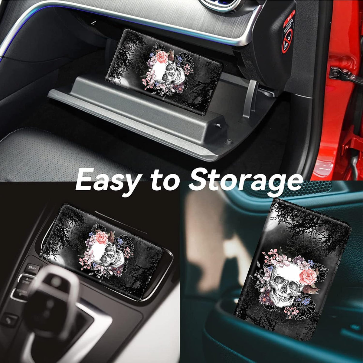 Car Registration and Insurance Holder, Leather Car Glove Box Organizer, Cool Car Accessories for ID, Driver's License Cards & Essential Document, business cards, Men&Women, Retro Audio Cassette