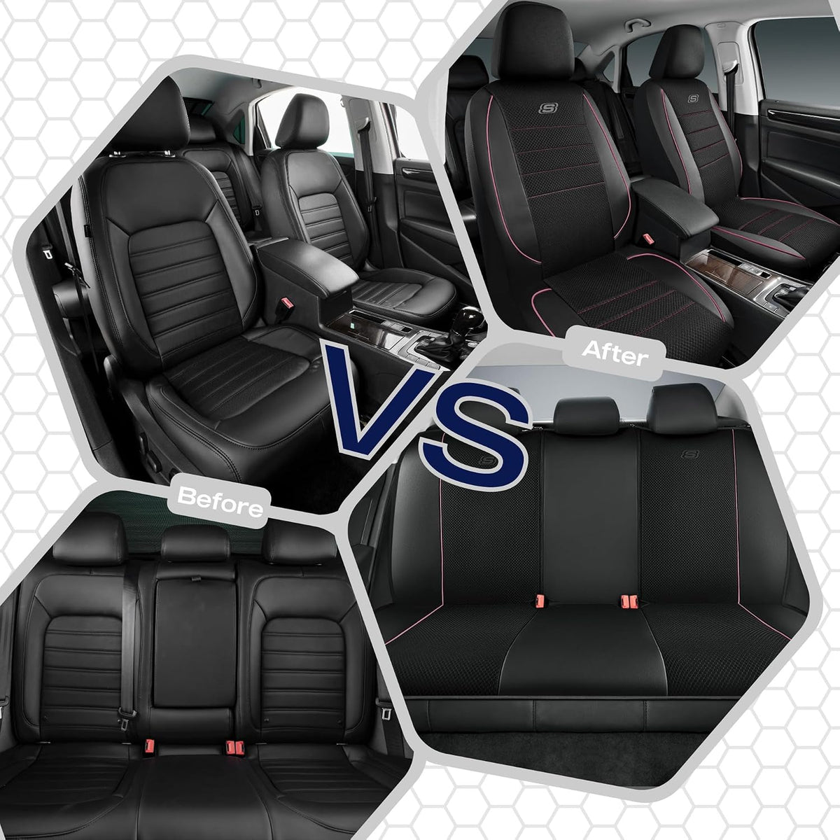 Skechers Air-Cooled Memory Foam Seat Covers,Mesh Thick Car Seat Covers,Piping Leather Car Seat Covers Front Seats,Airbag Compatible,Automotive Comfort Universal FitMost Cars,Vans,Truck,SUV,Black