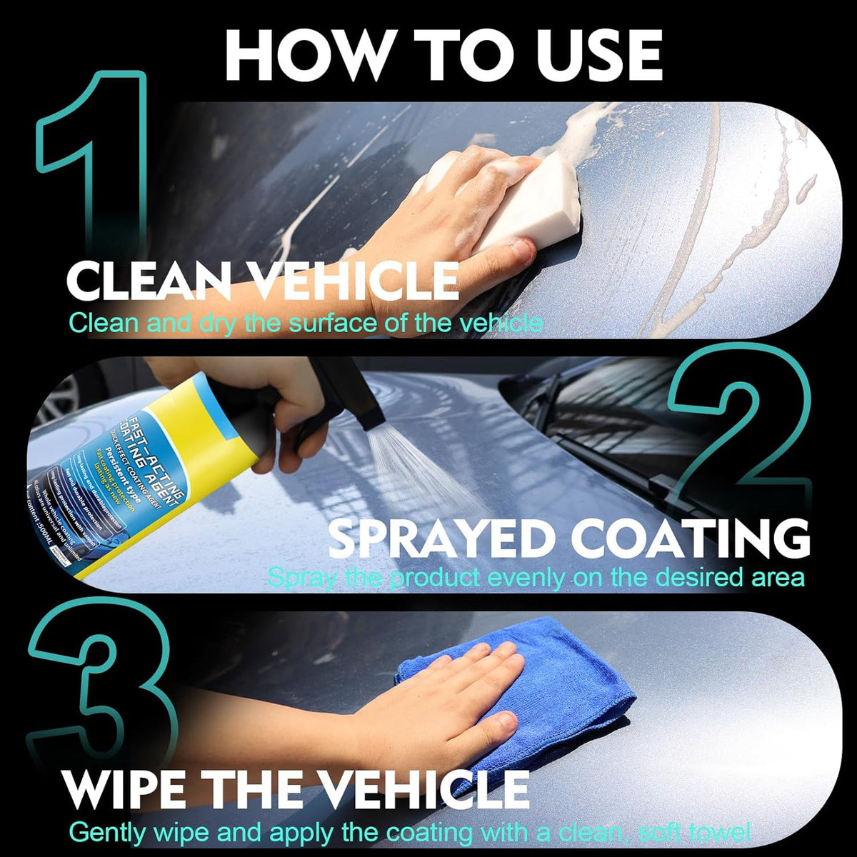 2026 New Upgraded 500ML Quick Effect Coating Agent for Car, Car Coating Spray, Car Wax Ceramic Coating Spray, Spray Wax for Cars (1PCS)