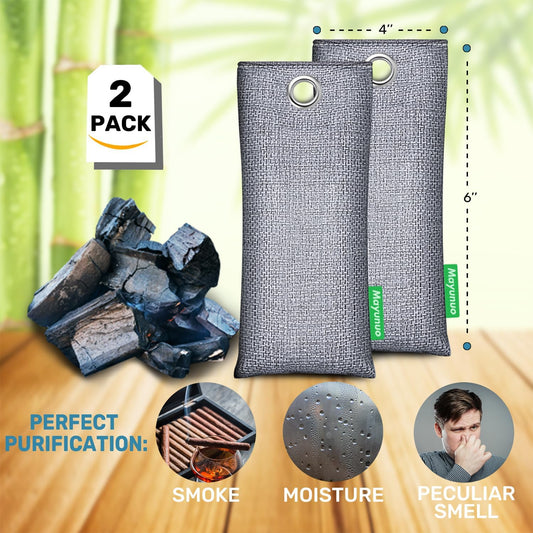 Activated Charcoal Odor Absorber for Strong Odor, Basement, Cars, Closets, Shoes, Smoke. 3 Pack Bamboo Charcoal Air Purifying Bags Deodorizer Odor Eliminator for Home