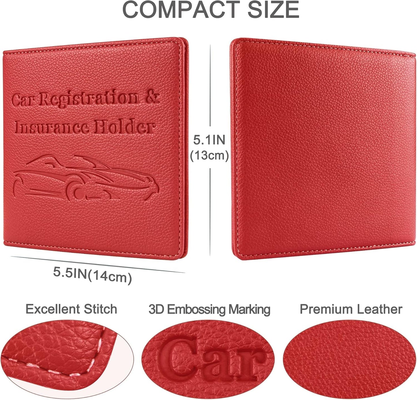 Car Registration and Insurance Holder, Premium PU Leather Vehicle Glove Box Car Organizer Men Women Wallet Accessories Case for ID, Driver's License - Blue