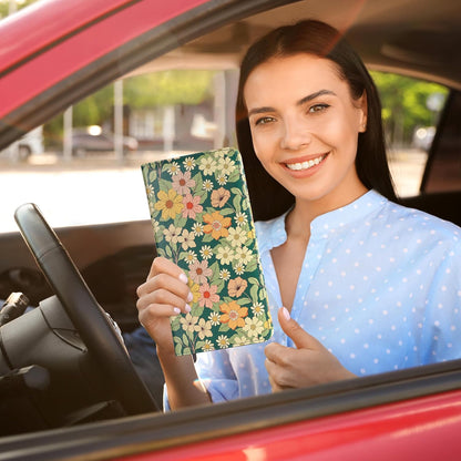 Car Registration and Insurance Holder, Insurance Card Holder, Car Registration Holder, Floral Themed Cover with Magnetic Shut