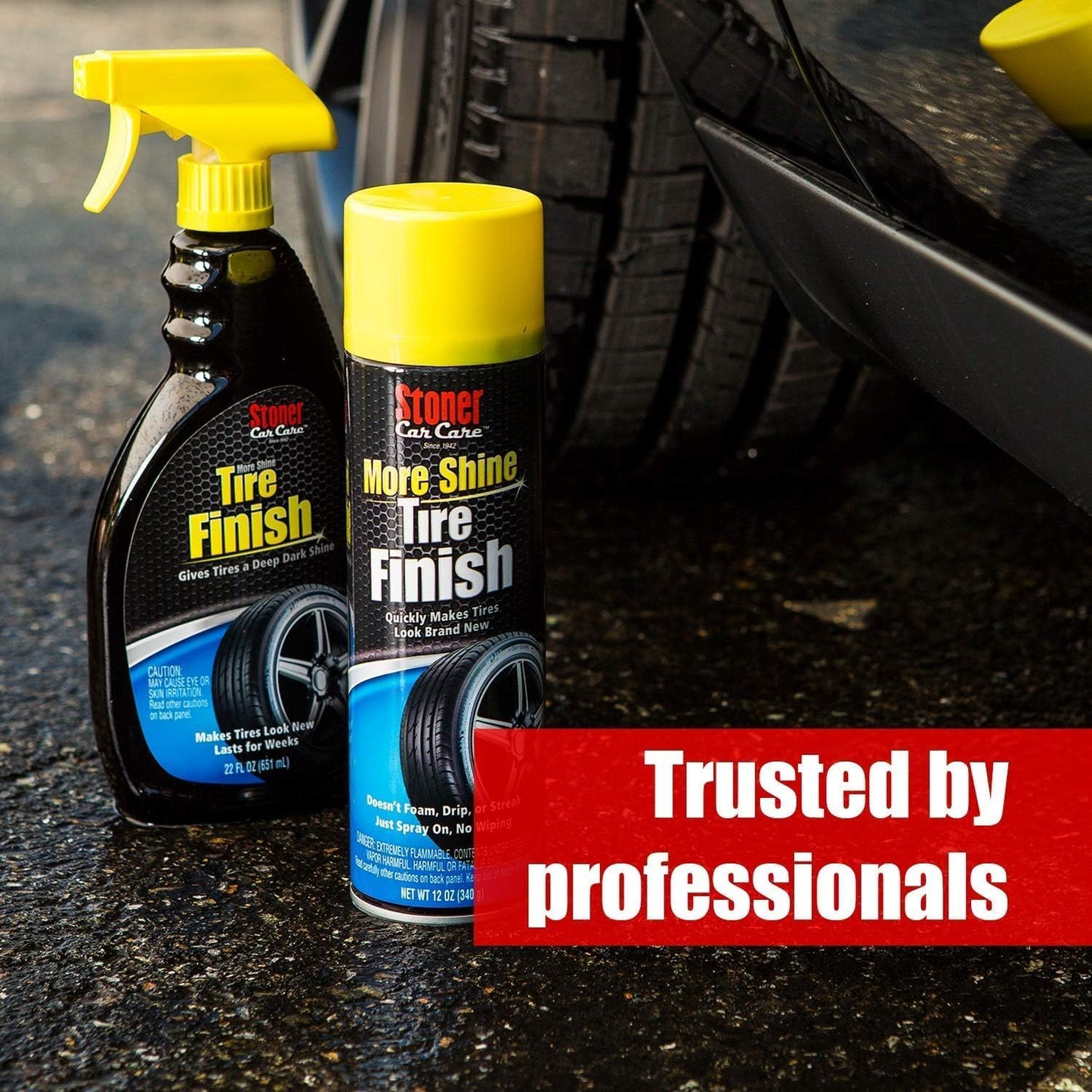 Stoner Car Care 91044-2PK Original More Shine Tire Shine Spray – Tire Dressing Restores Deep Matte Black Finish with Long-Lasting Rain-Resistant Protection, Dry-to-Touch – 12 oz (Pack of 2)