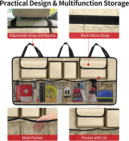 Car Trunk Organizer and Storage, Large Capacity Backseat Hanging Storage Accessories, Backseat Car Organizer for SUV/MPV/Truck (Black)