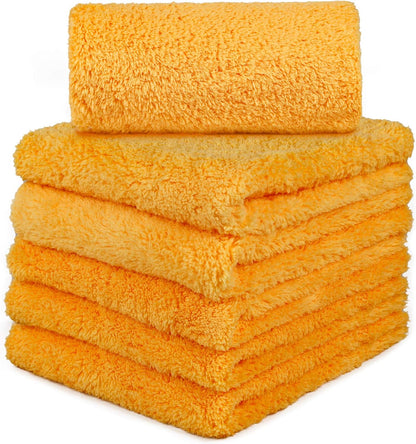 CARCAREZ Microfiber Towels for Cars, Car Drying Wash Detailing Buffing Polishing Towel with Plush Edgeless Microfiber Cloth, 450 GSM 16x16 in. Pack of 6