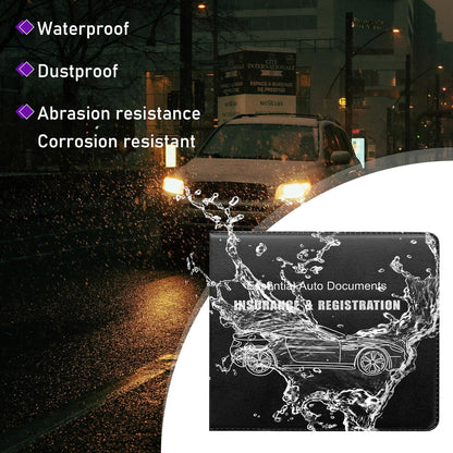 4 PCS Car Registration and Insurance Holder, Vehicle Glove Box Organizers with Closure for License Document, Auto Essential Paperwork Wallet Case Holder, Car Accessories (Black, Car Logo)