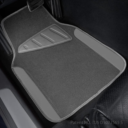 CAR PASS Waterproof Universal Fit Car Floor Mats, Faux Leather Car Carpet Mats, Black Car Mats with Anti-Slip Nibbs Backing & Driver Heel Pad Fit for SUV,Vans,sedans, Trucks,Set of 4pcs(All Black)