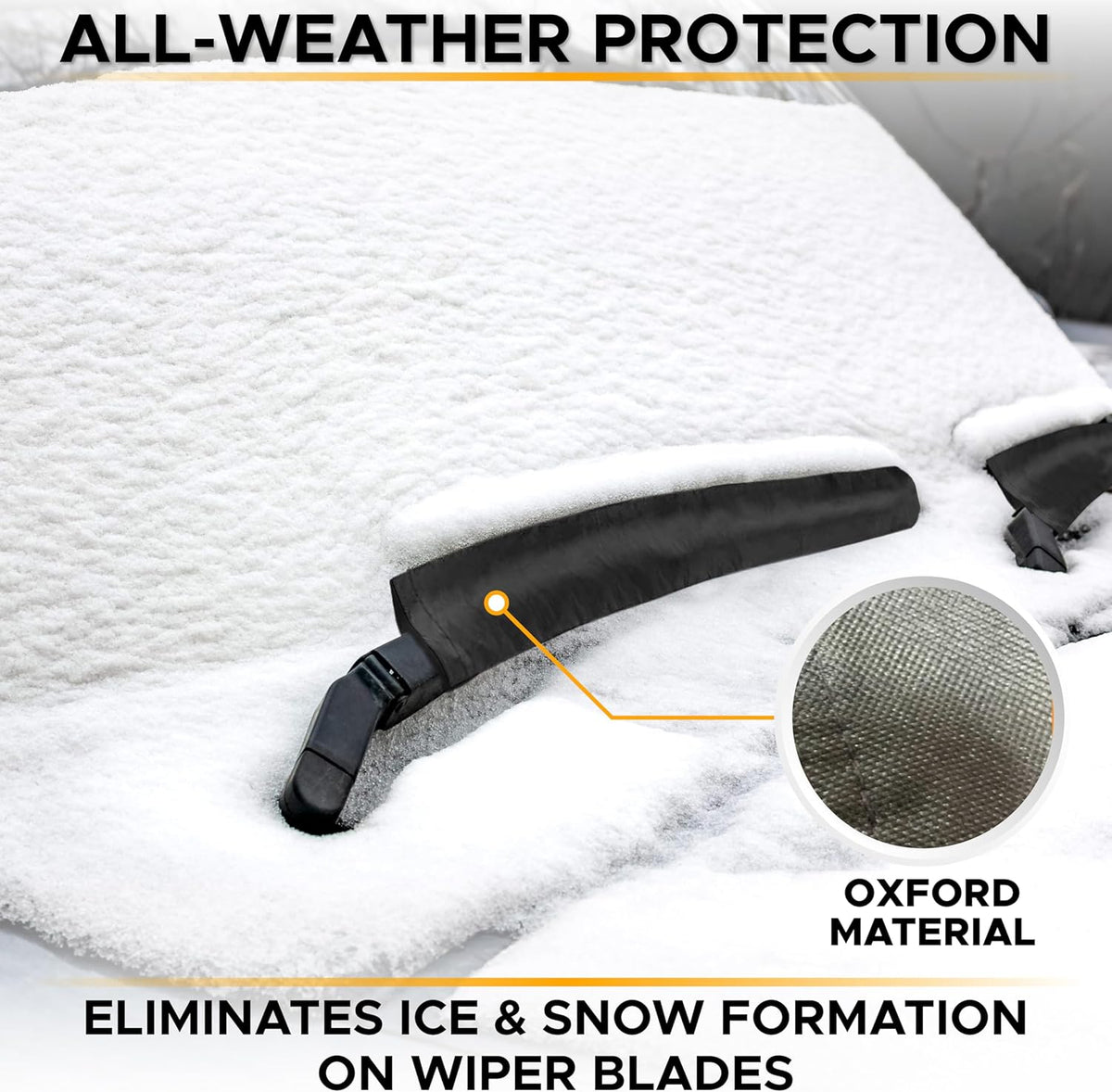 EcoNour Windshield Cover for Ice and Snow - Universal Fit for Car, SUV, Truck, Heavy Duty 600D Oxford Fabric Frost Protector for Ice & Sleet, Includes Anti-Theft Straps, Medium (69"x42")