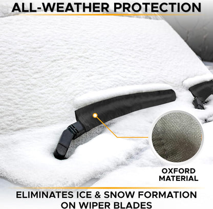 EcoNour Windshield Cover for Ice and Snow - Universal Fit for Car, SUV, Truck, Heavy Duty 600D Oxford Fabric Frost Protector for Ice & Sleet, Includes Anti-Theft Straps, Medium (69"x42")