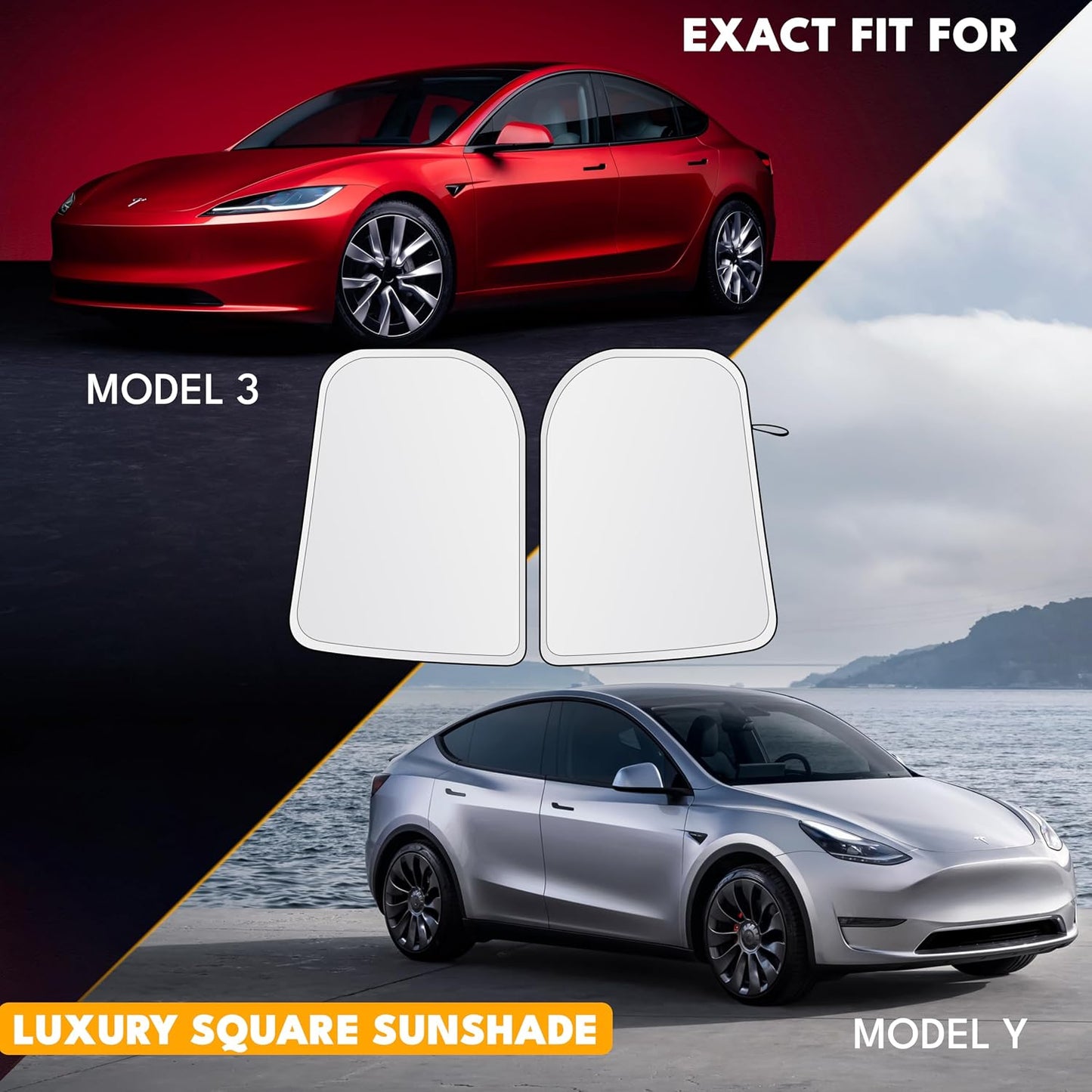 EcoNour 2 Piece Foldable Car Windshield Sun Shade – UV & Heat Protection, Interior Cooling, Durable Upgraded Design, Easy Fold, Front Window Sunshade - Medium (31" L x 28" W)